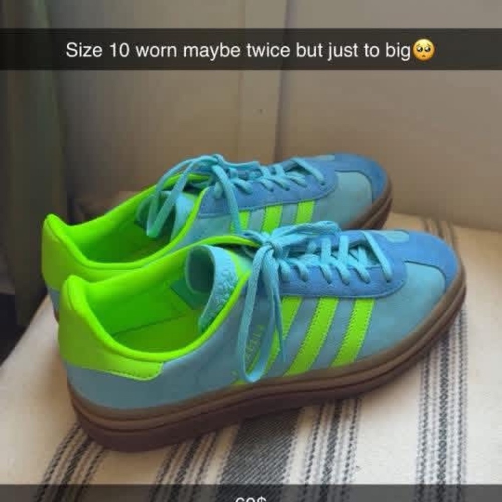 adidas Women's Athletic Shoes in Light Blue and Neon Green